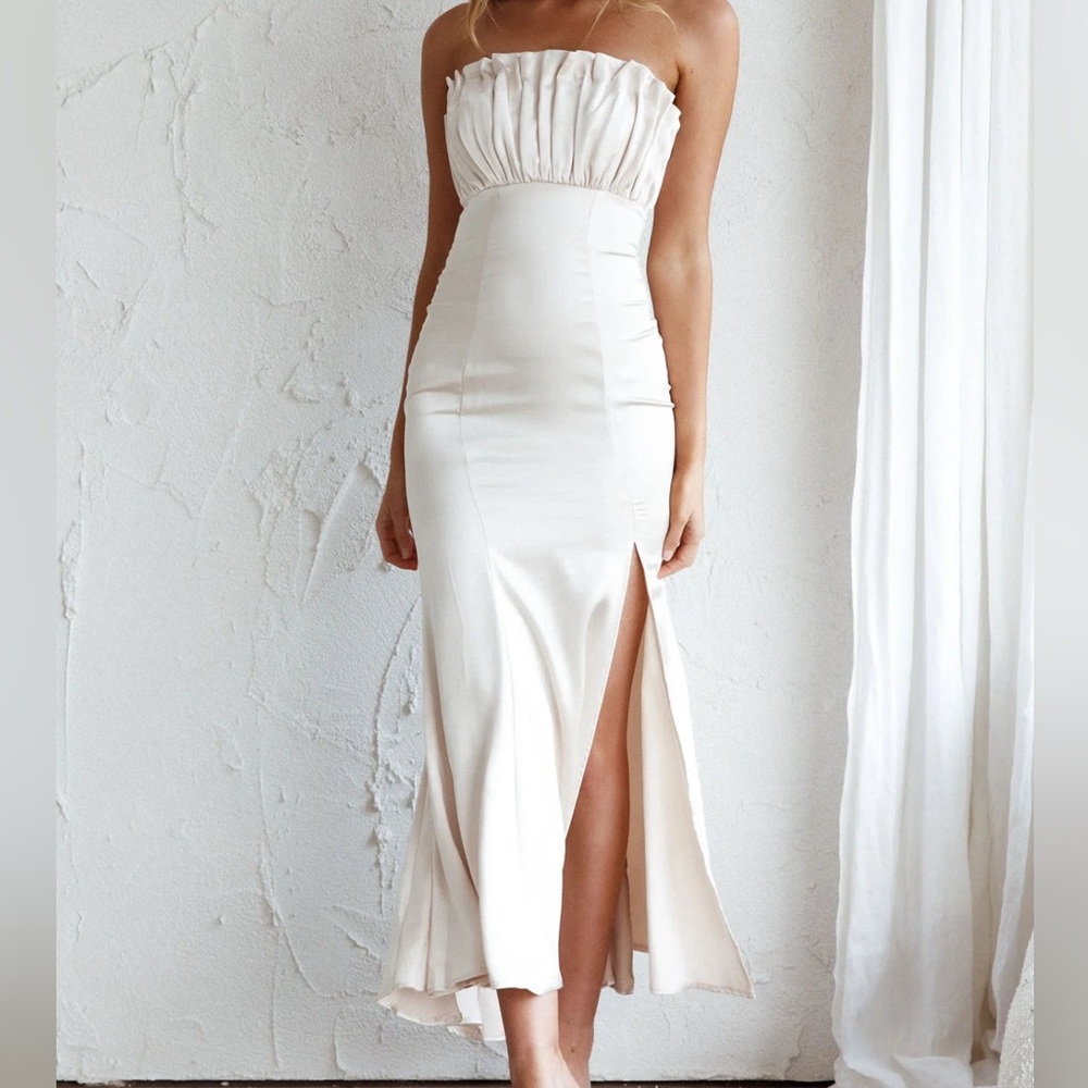 Tivoli Strapless Gathered Bust Midi Dress